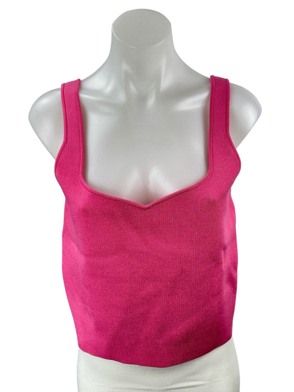 Zara Women's Pink Sleeveless Sweetheart Rib Knit Cami Camisole Tank Top Size L